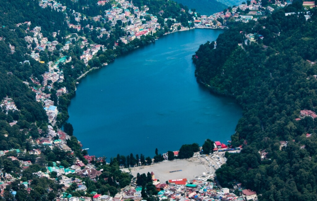 Aerial view of Nainital Lake